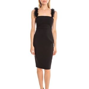 Likely Romy Square-Neck Cocktail Dress w/ Feather Straps